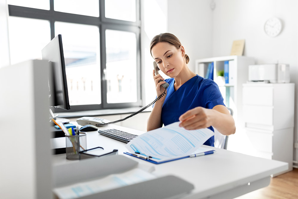 medical assistant calling patients